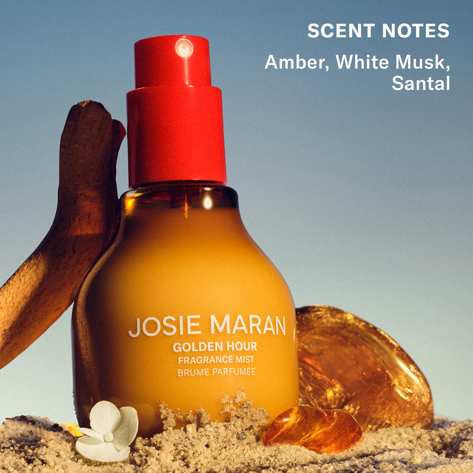 Josie Maran emulsion texture droplet showing lightweight, non-sticky finish