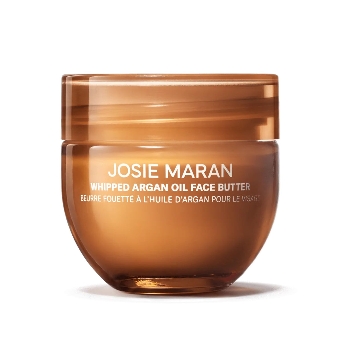 Josie Maran front jar showing compact travel-size and easy portability