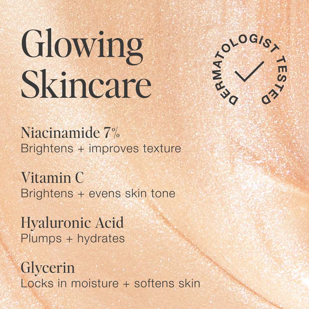 Jouer drops mixed with foundation in palm demonstrating blendability benefit