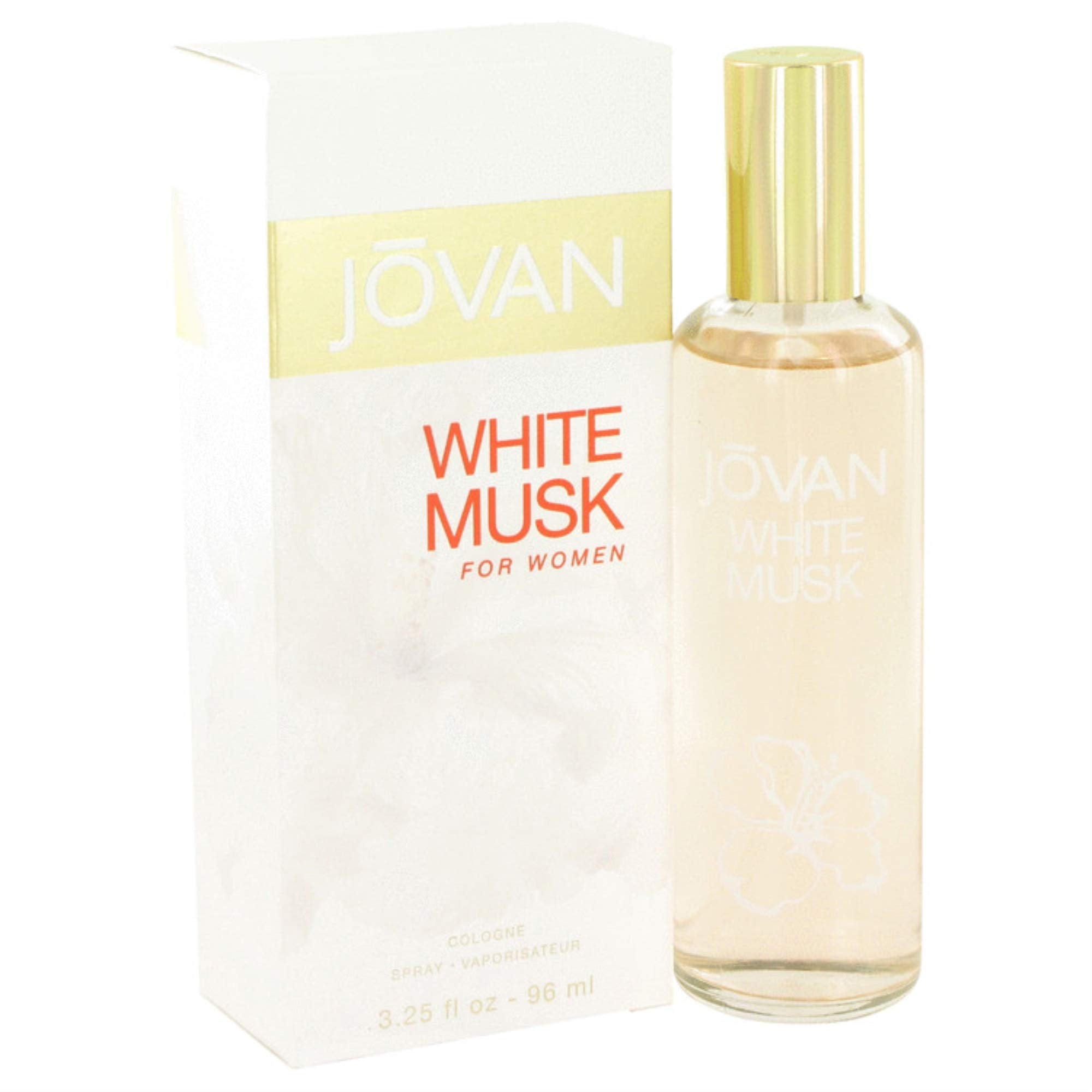 Jovan White Musk bottle front showing elegant packaging and easy-spray convenience