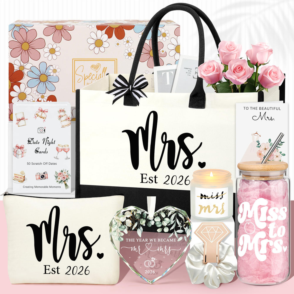 JoycuFF printed gift box showing all included bridal items for a ready-to-give present