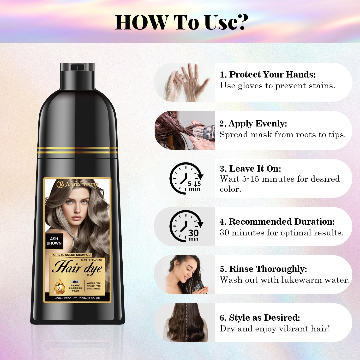 Joyful Young application with gloved hands demonstrating simple at-home use benefit