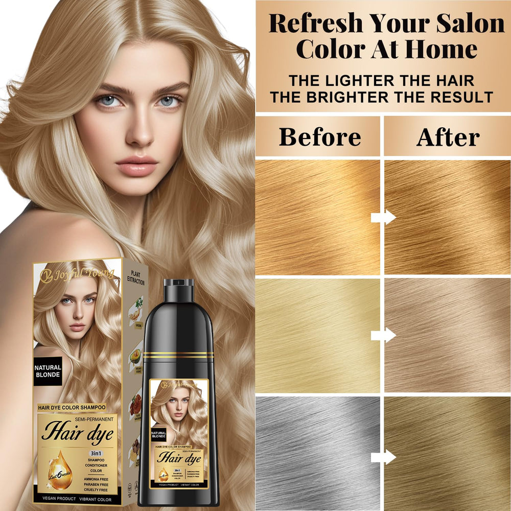 Joyful Young being applied to dry hair showing simple at-home coloring step