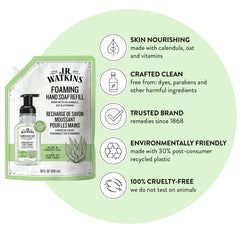 J.R. Watkins refill pouring into foaming dispenser for easy refill benefit
