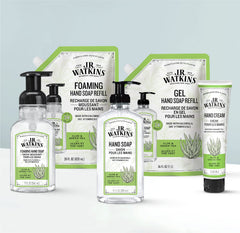 J.R. Watkins foam texture close-up illustrating gentle lather that rinses clean