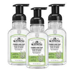 J.R. Watkins front packaging showing aloe and green tea fragrance benefit freshness