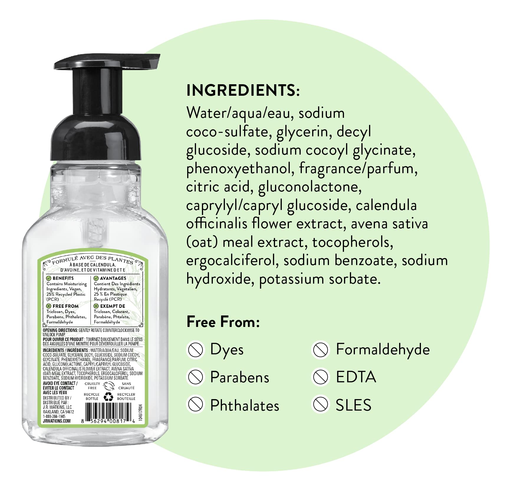 J.R. Watkins bottle at kitchen sink showing dependable foaming hand soap use