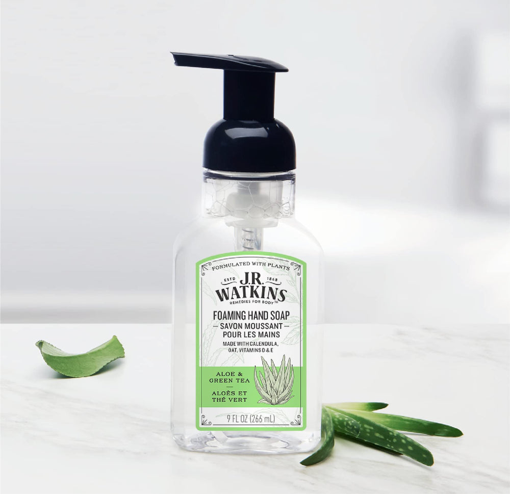 J.R. Watkins label ingredients view emphasizing plant-based, gentle formulation