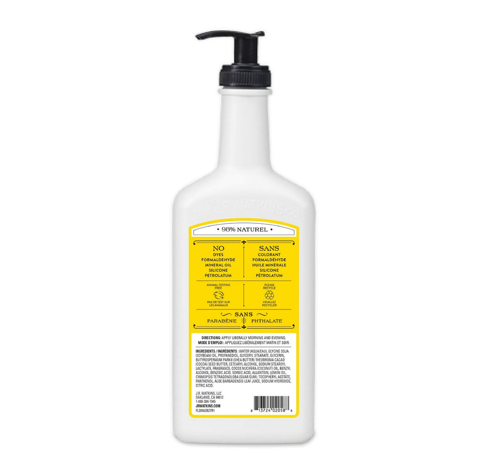 J.R. Watkins back label highlighting ingredients and cleaner formulation benefits