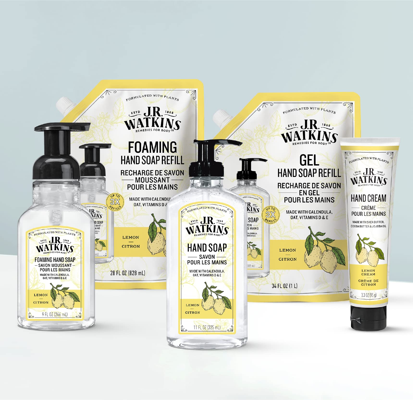 J.R. Watkins bottle on bathroom vanity illustrating everyday elegance