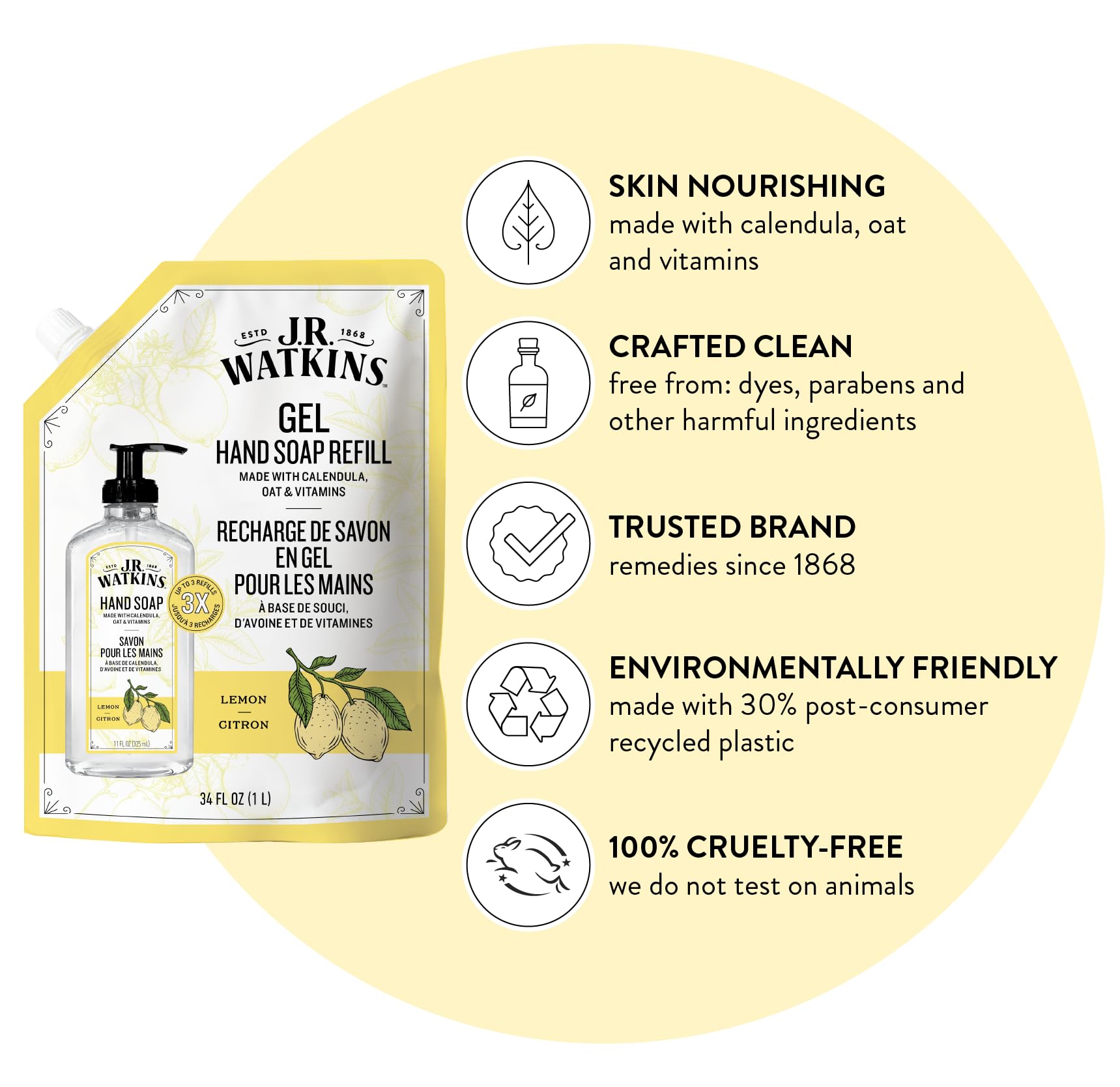 J.R. Watkins gel texture close-up demonstrating moisturizing lather