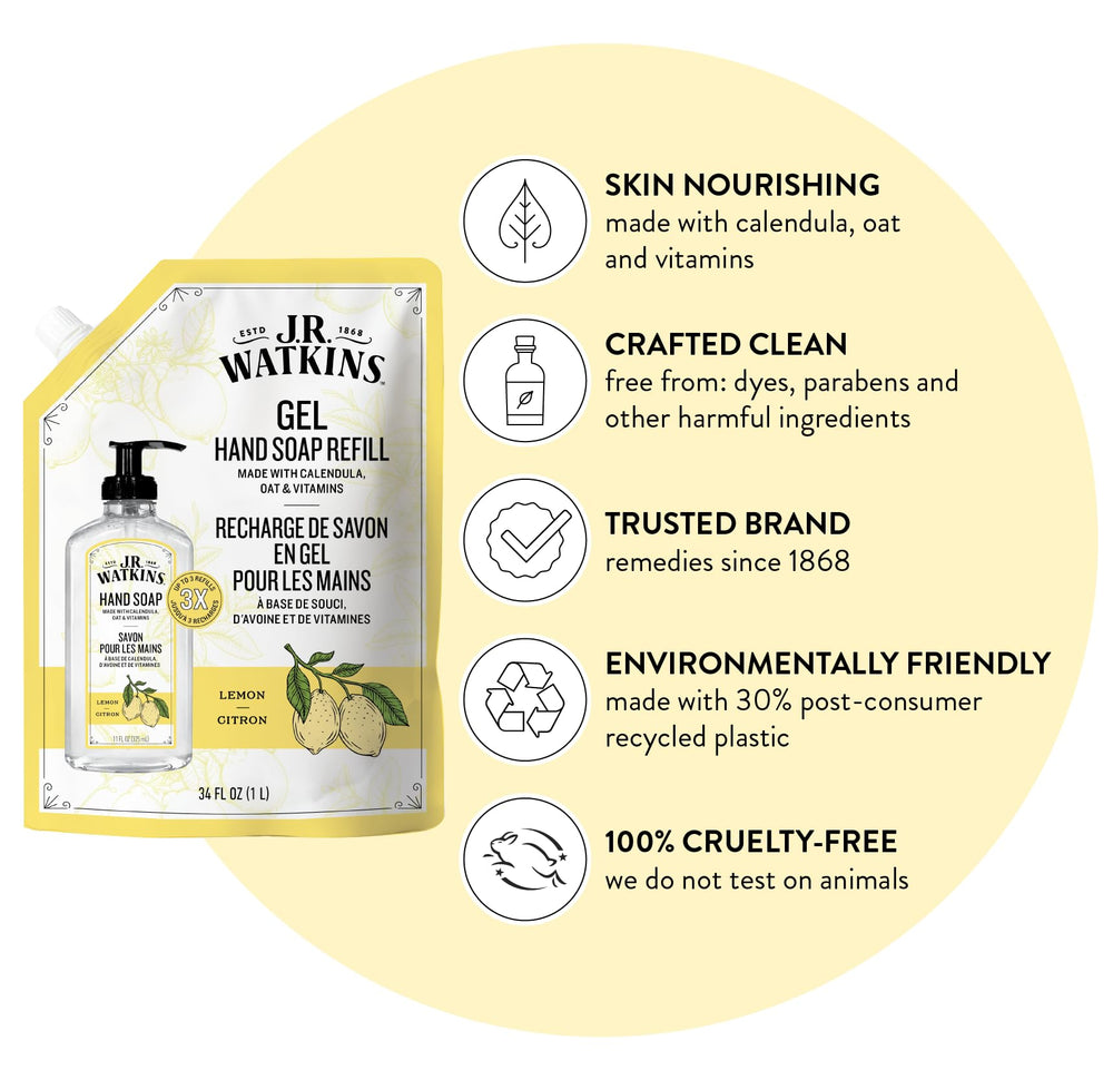 J.R. Watkins gel texture close-up demonstrating moisturizing lather