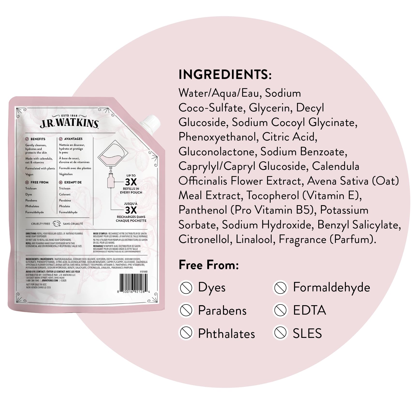 J.R. Watkins rosewater refill on sink in kitchen lifestyle showing fresh scent benefit