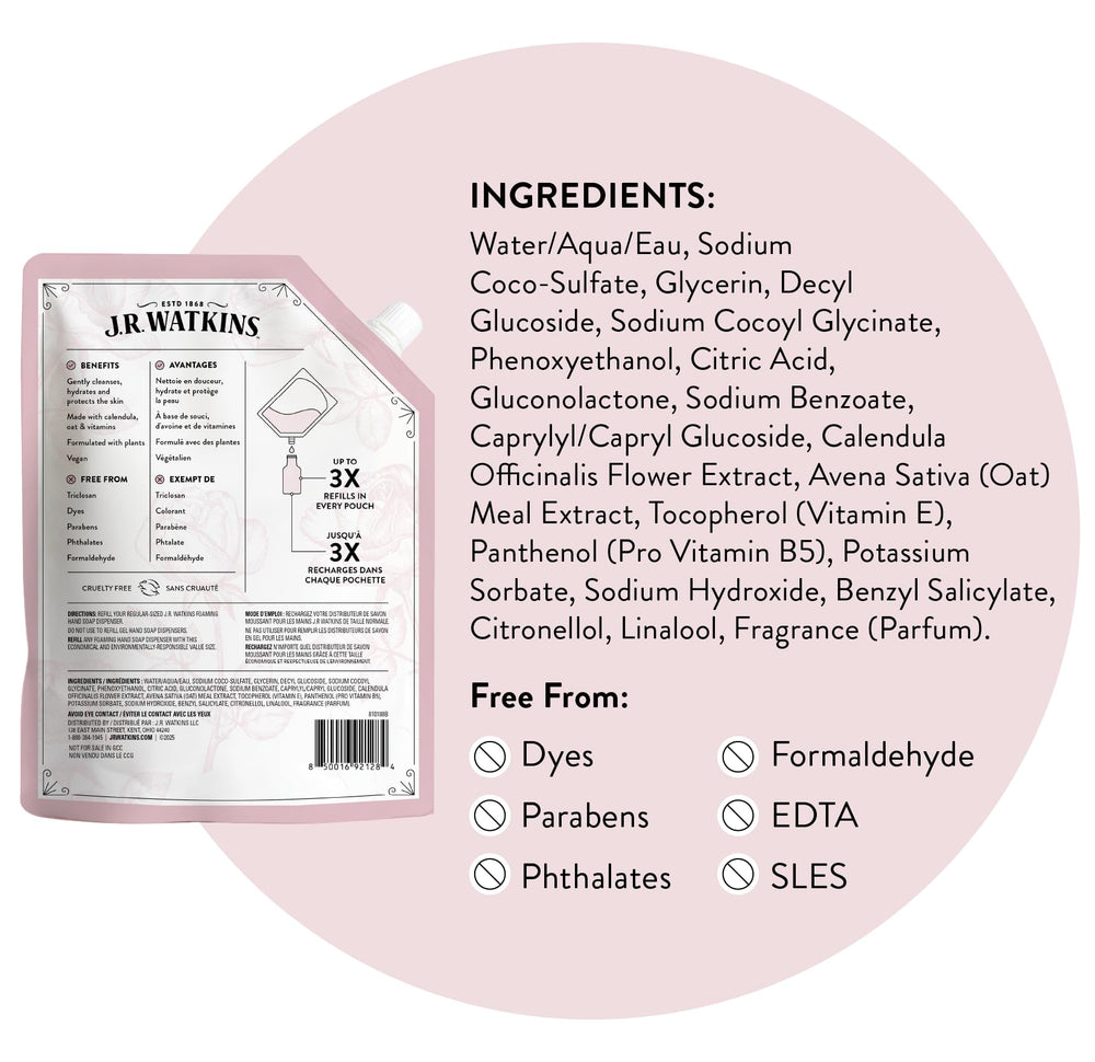 J.R. Watkins rosewater refill on sink in kitchen lifestyle showing fresh scent benefit