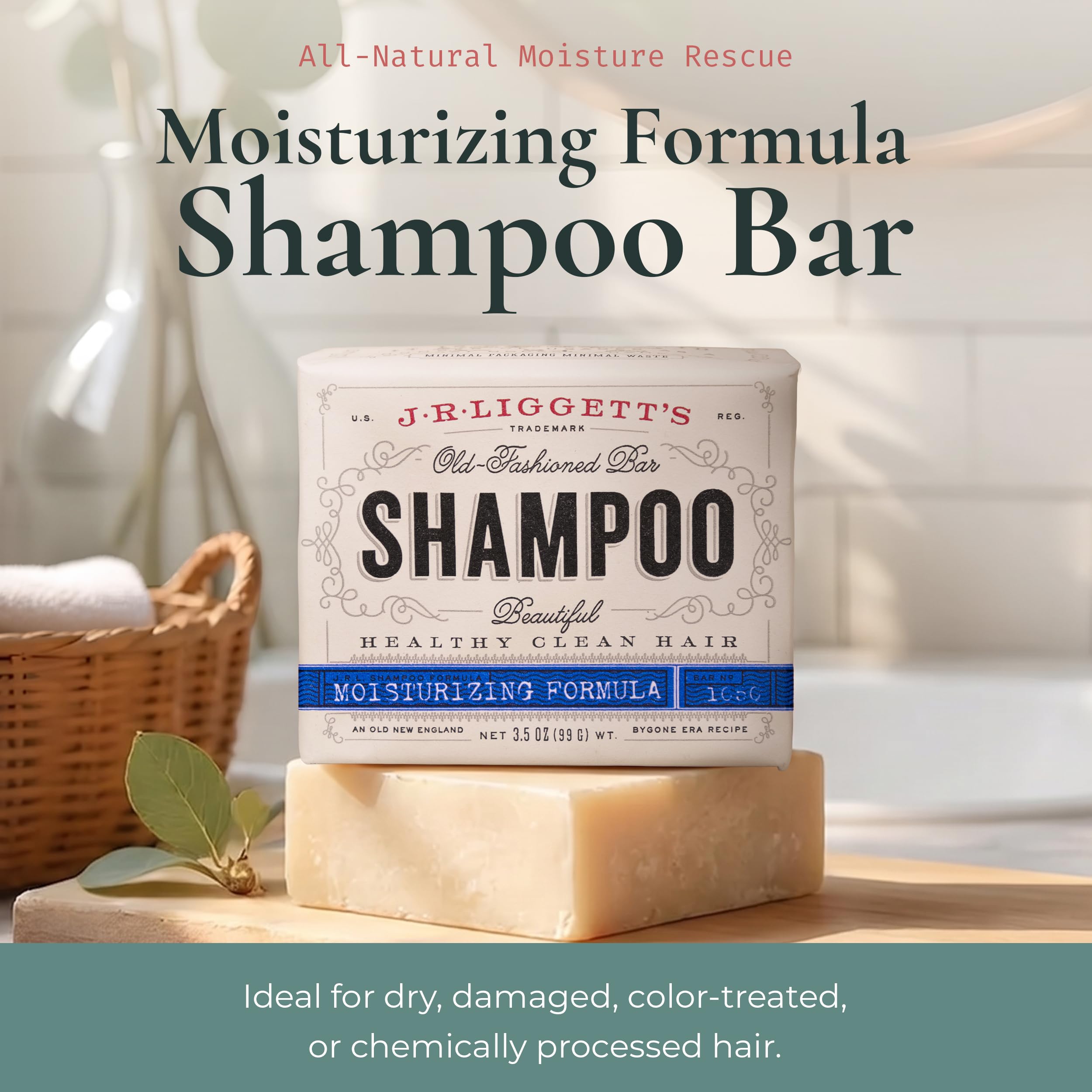 J·R·LIGGETT'S single shampoo bar top view showing compact, long-lasting form