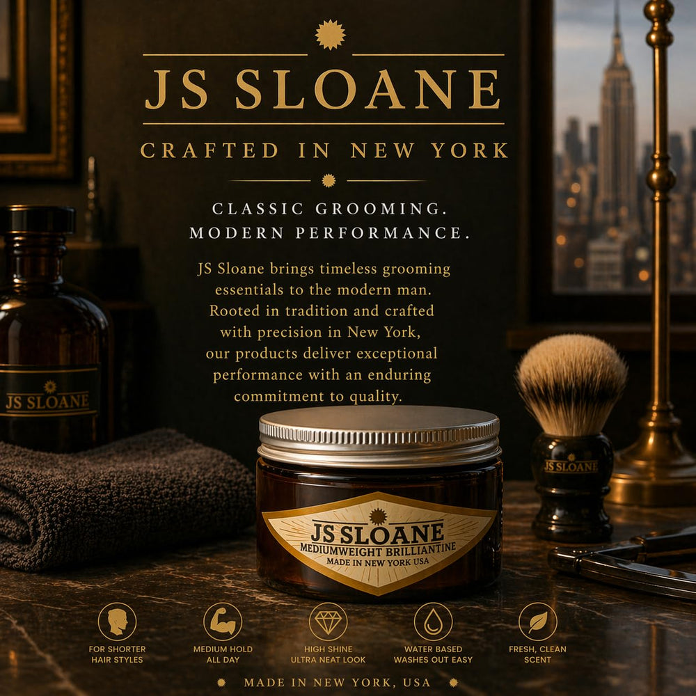 JS Sloane label close-up showing product details and easy-use benefit