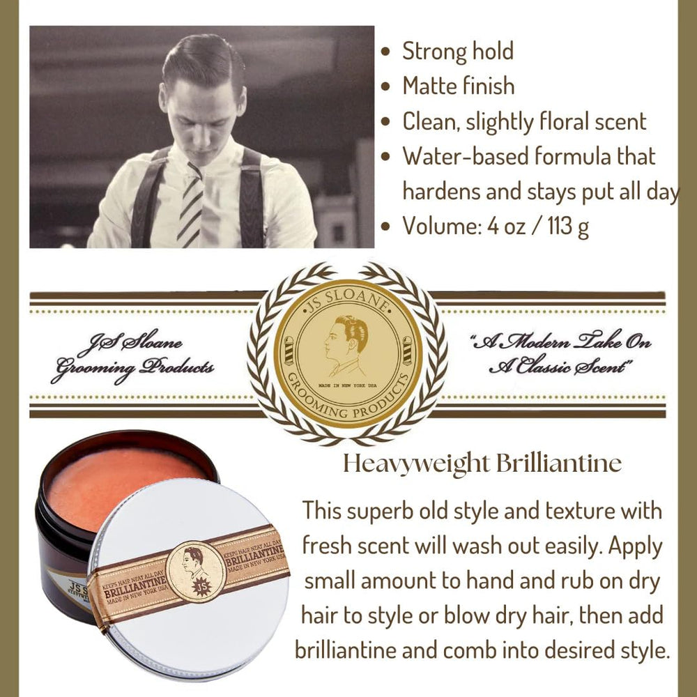 JS Sloane combed-back hairstyle showing strong hold and high shine