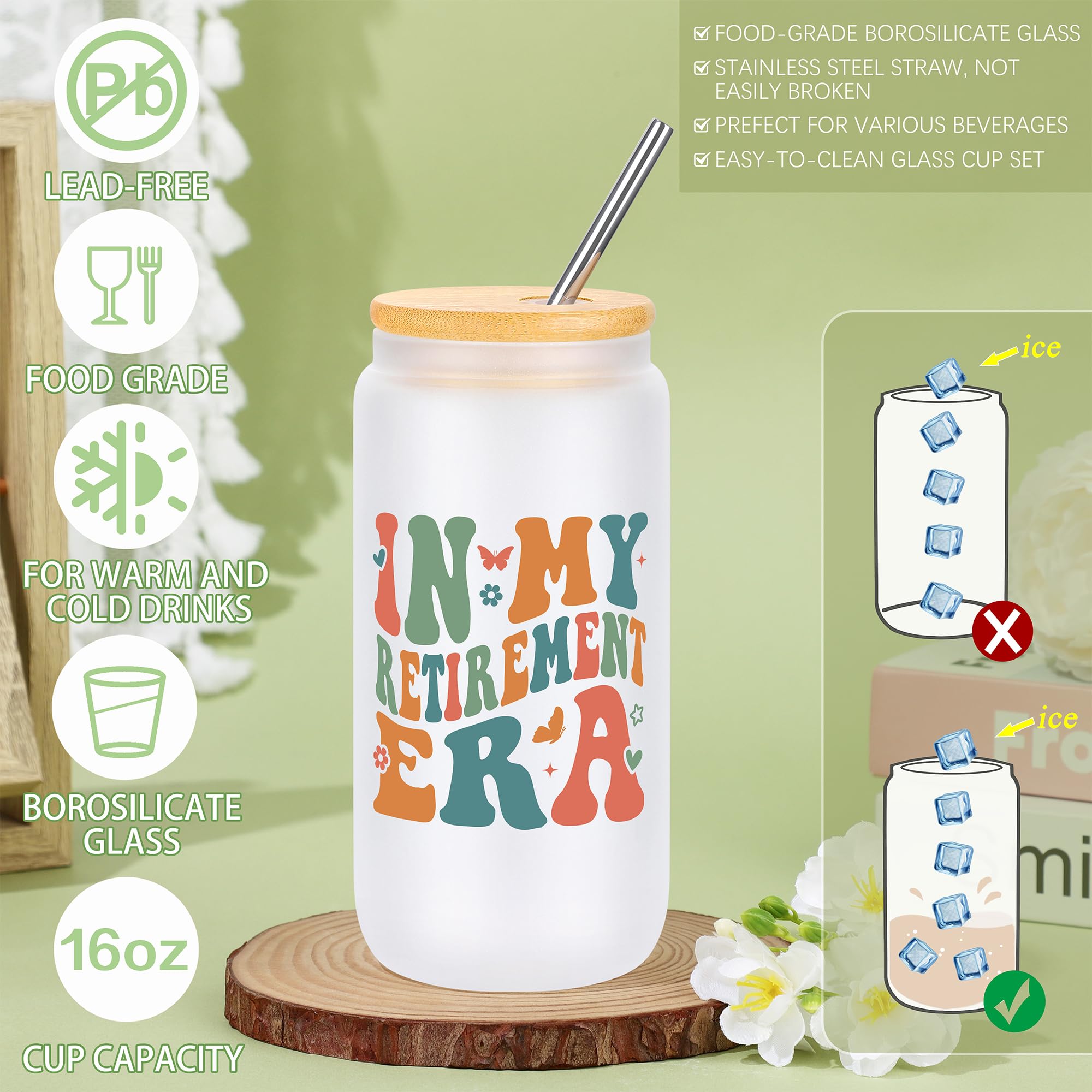 JTENGTOP 16-ounce glass bottle standing upright, reusable hydration on-the-go benefit