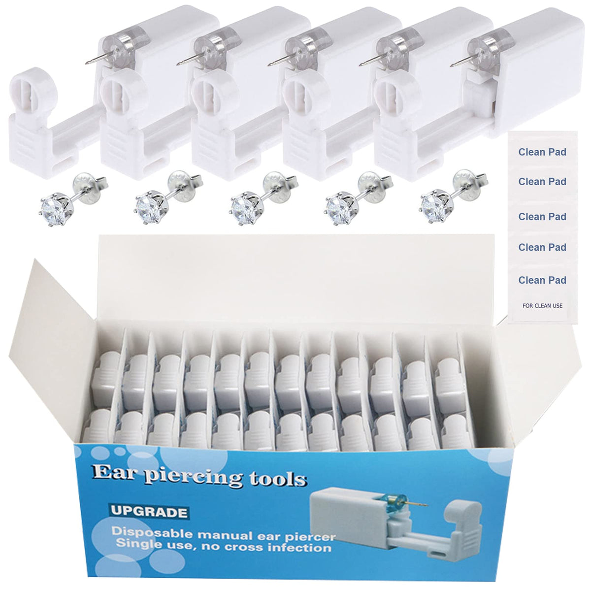 judero front packaging showing sealed disposable piercing kits and contents for hygiene
