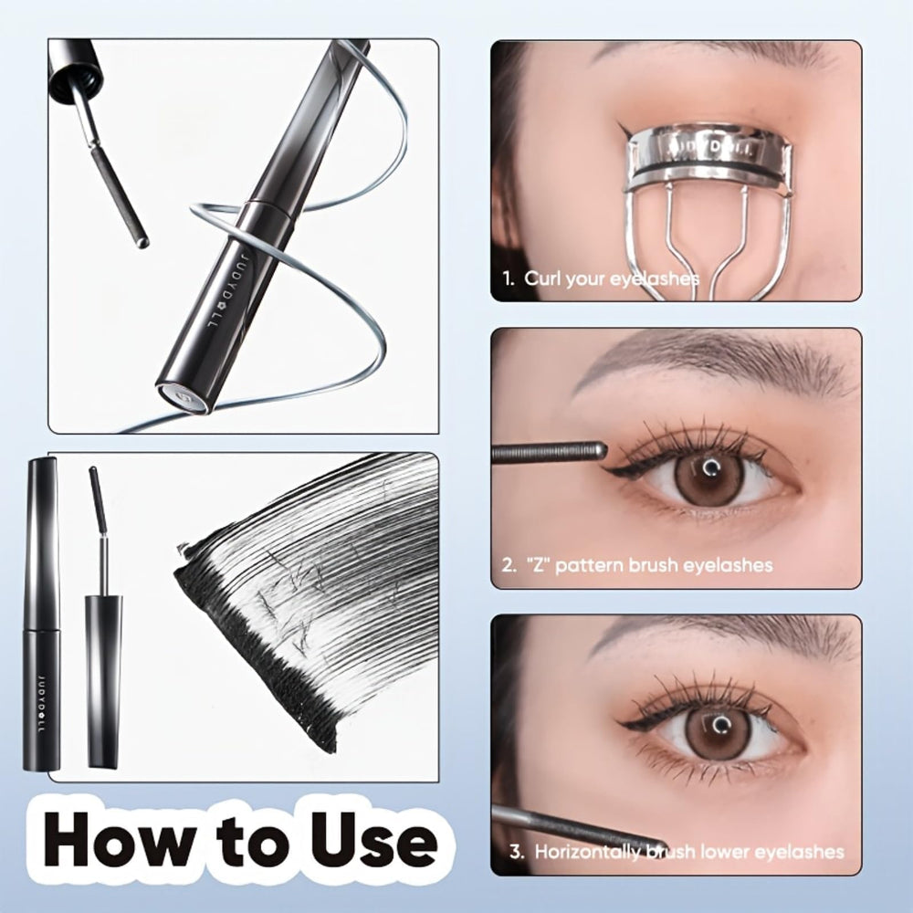 JUDYDOLL lash curler with mascara applied showing lifted curl
