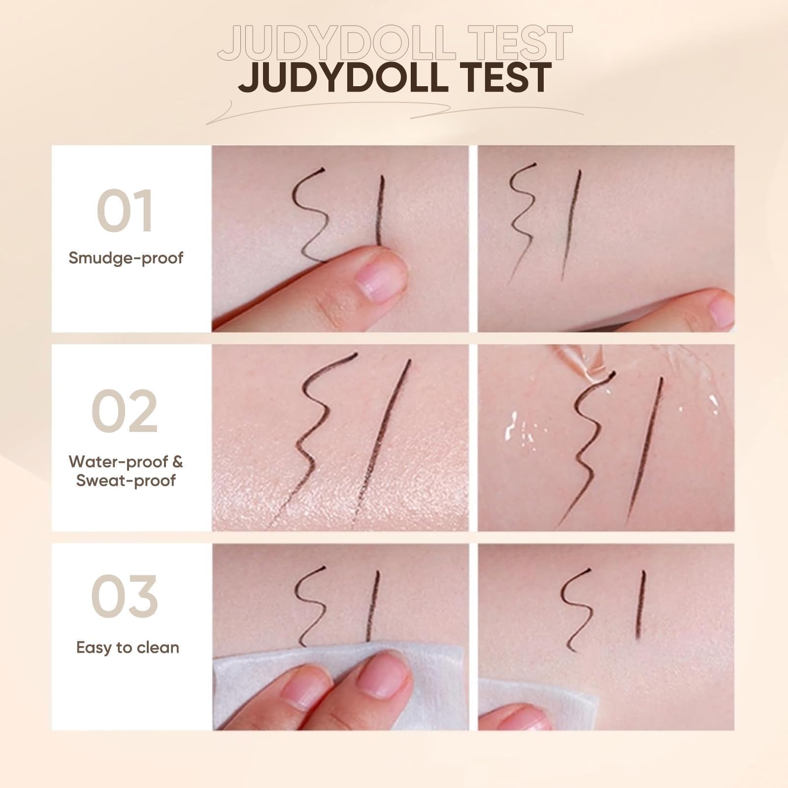 JUDYDOLL model wearing eyeliner in lifestyle setting showing natural deep-brown definition