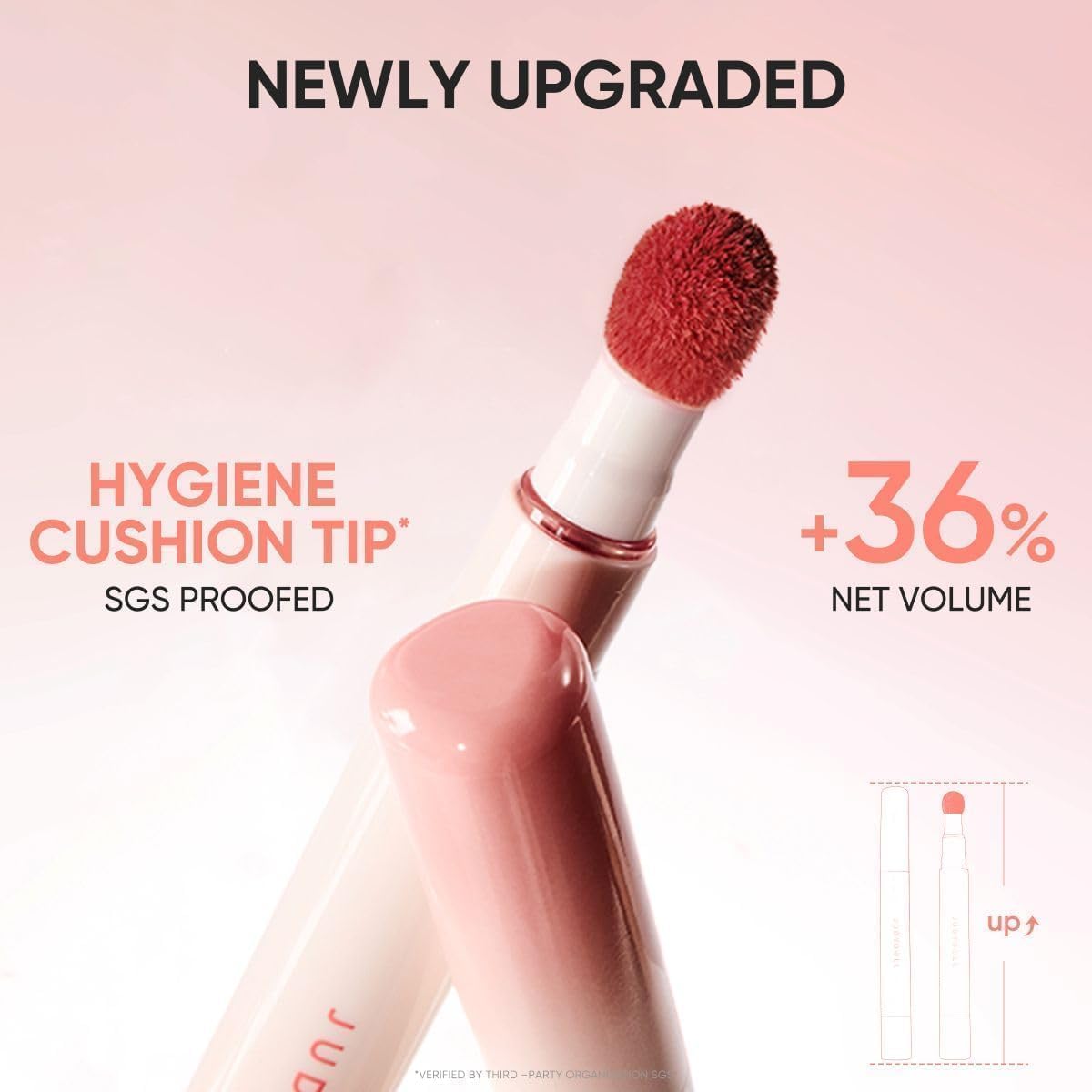 JUDYDOLL applying lipstick with brush for precise lines and professional finish