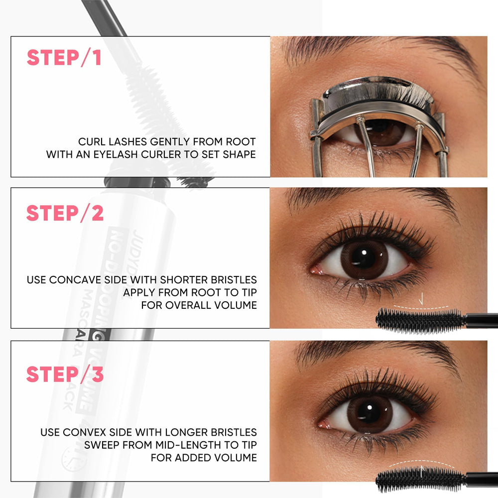 JUDYDOLL before and after lashes showing dramatic lift and volume