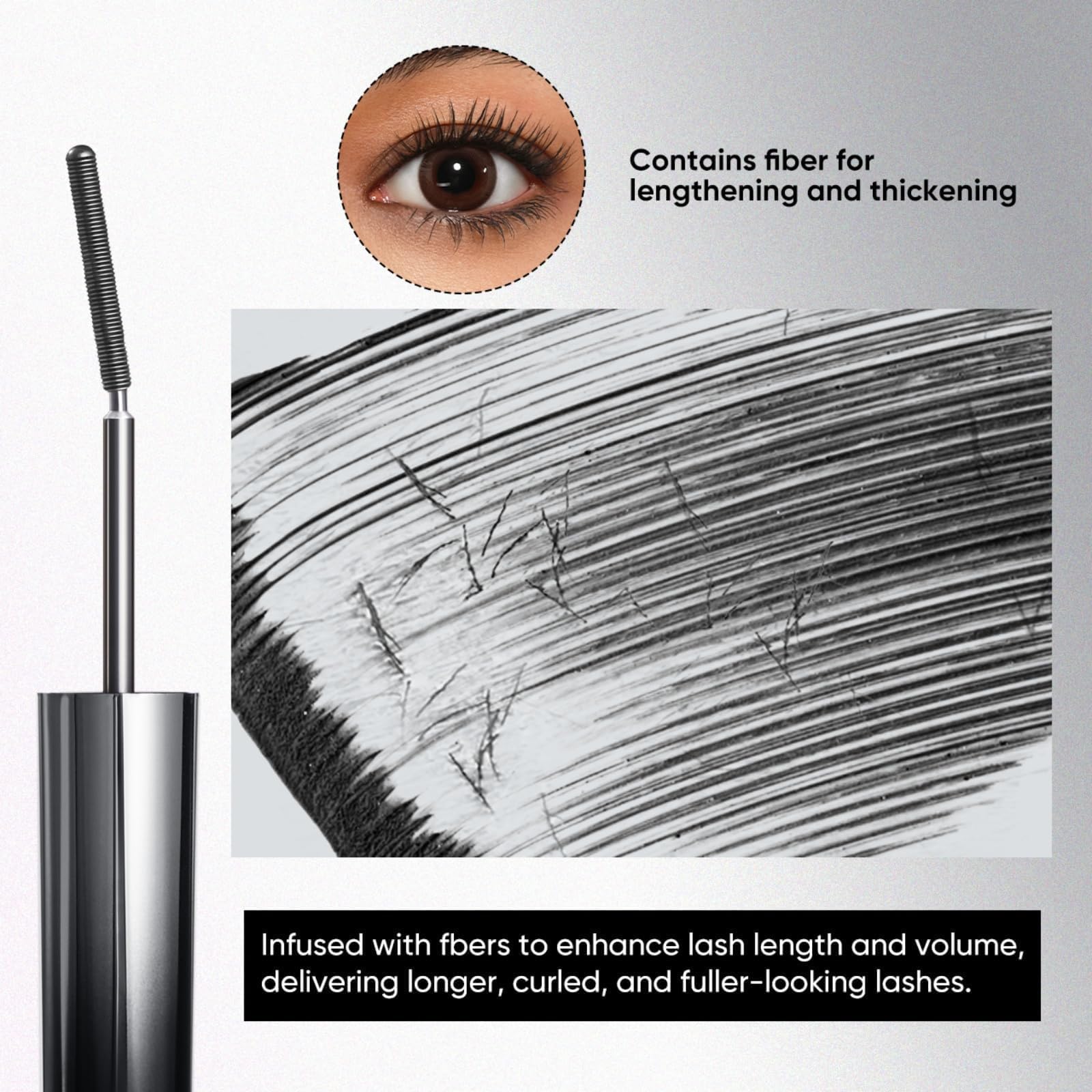 JUDYDOLL mascara on model creating lifted wide-awake eye effect