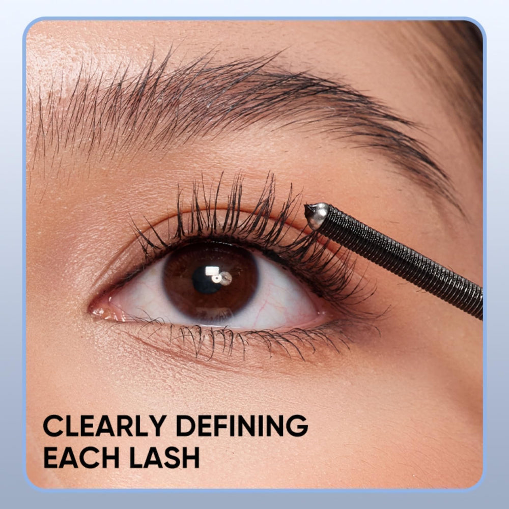 JUDYDOLL mascara texture swipe illustrating fiber-rich formula and smooth finish