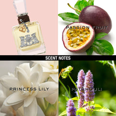 Juicy Couture spray nozzle close-up demonstrating fine mist application for even wear
