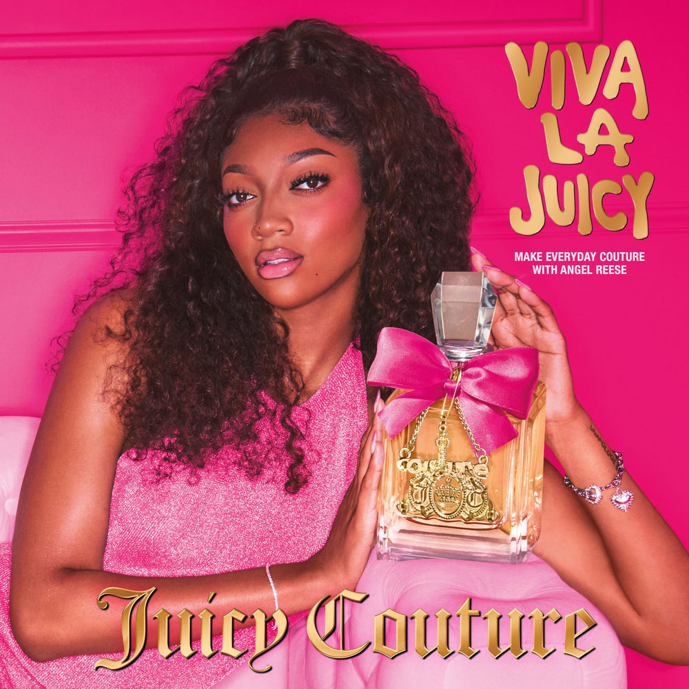 Juicy Couture Viva La Juicy angled bottle with cap highlighting stylish couture packaging