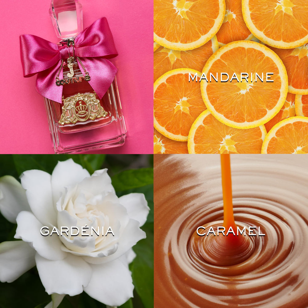Juicy Couture spray in hand demonstrating easy application and portable use