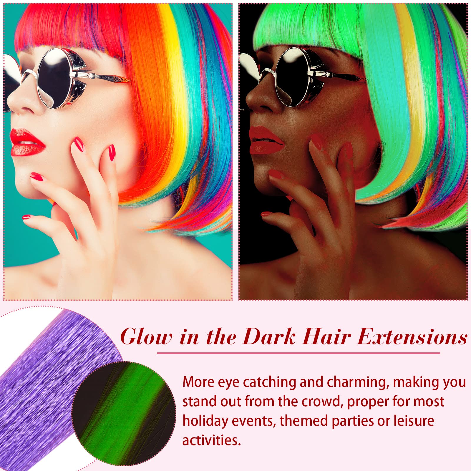 Juinte extensions clipped in daylight on model for instant vibrant color benefit