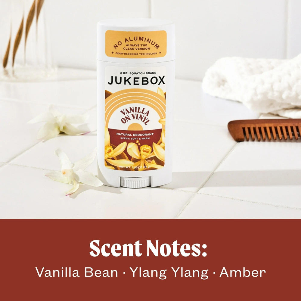 JUKEBOX ingredient display with shea and jojoba highlighting skin nourishment