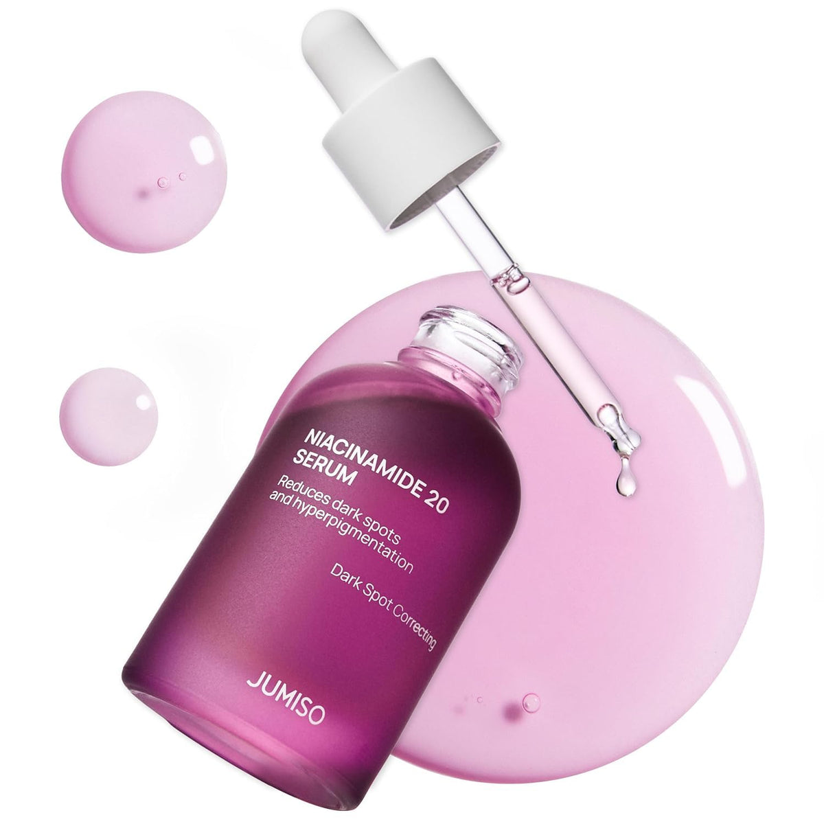 JUMISO front packaging showing bottle and label, highlights brightening benefits