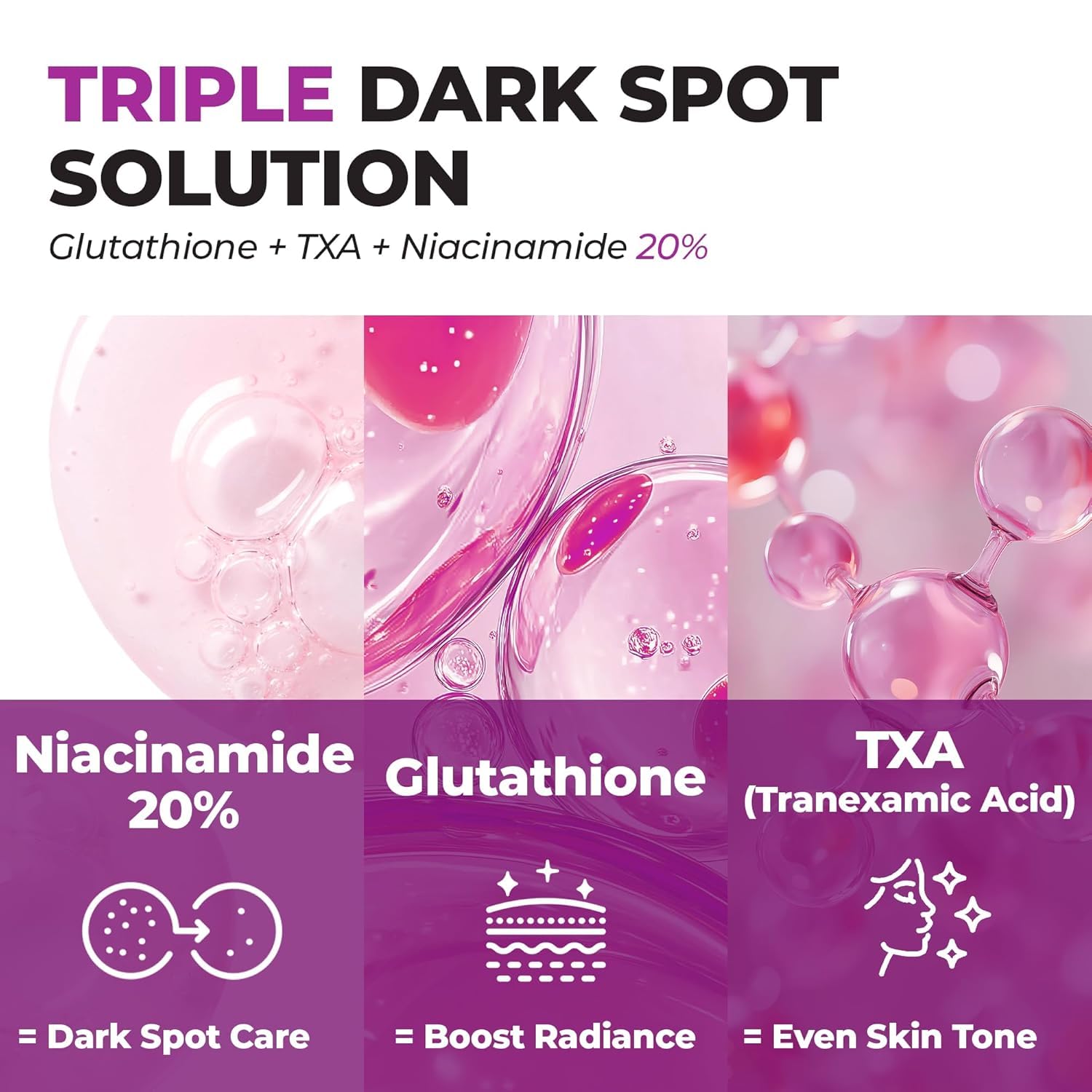 JUMISO ingredient label close-up featuring niacinamide and tranexamic acid benefits