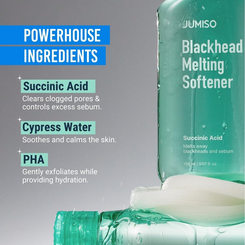 JUMISO softener texture on skin close-up illustrating gentle melting of sebum for easier removal