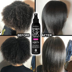 JuniorLabs before and after straightening showing smoother, frizz-free hair