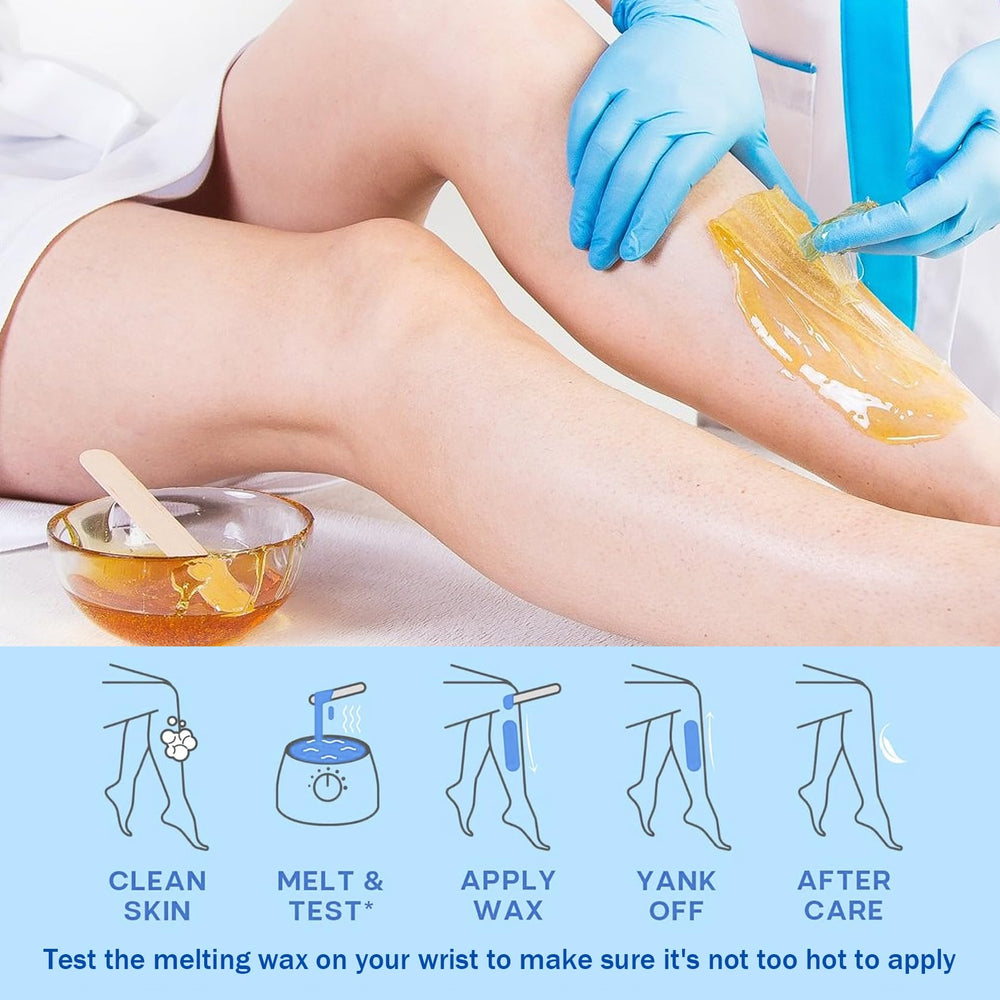 JunKuJK applying wax to bikini area showing targeted grip and comfortable hair removal