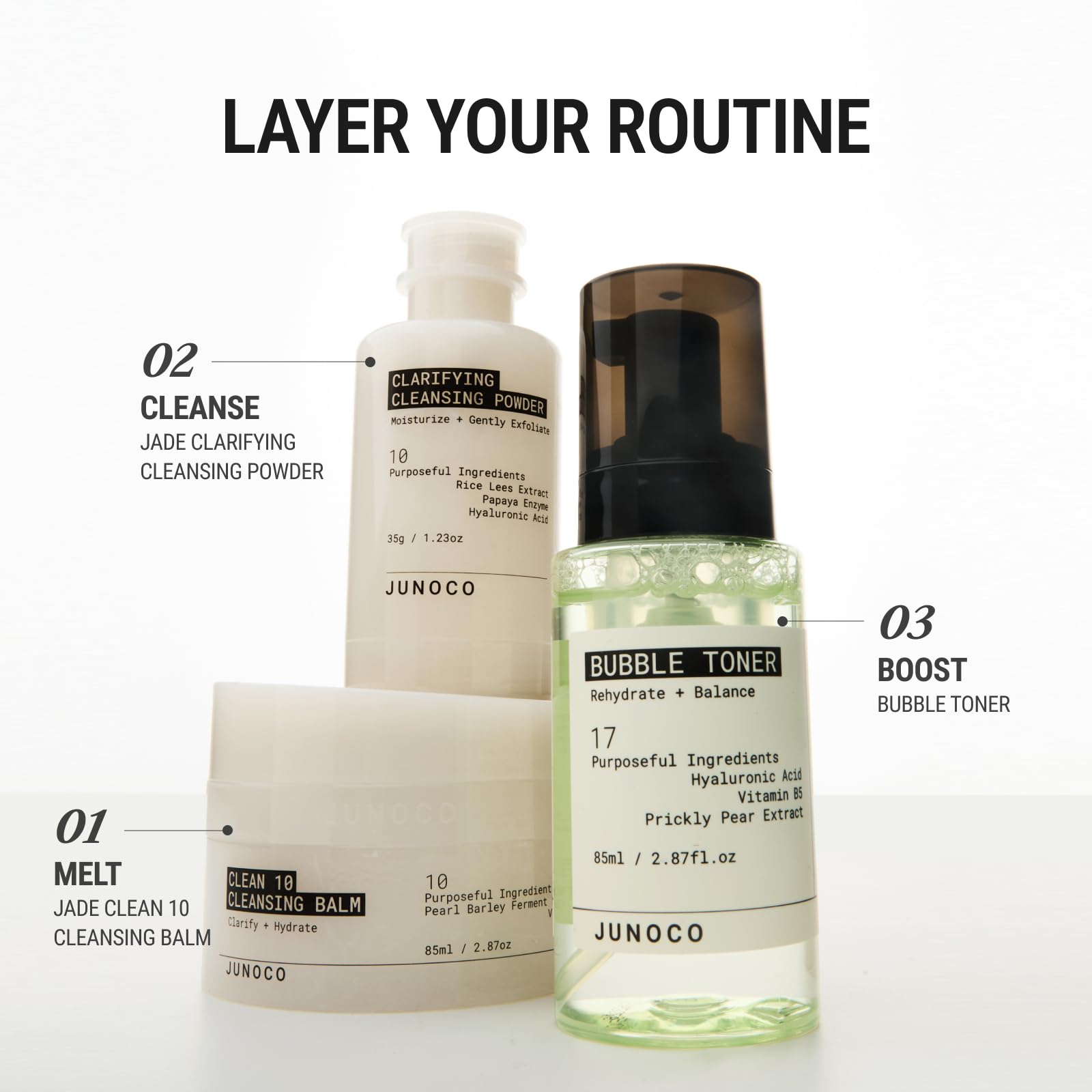 JUNO & Co. Clean10 beside sink in bathroom lifestyle scene showing daily ritual ease