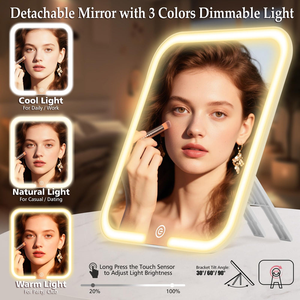 Junyaoxuan removable LED mirror close-up showing adjustable lighting