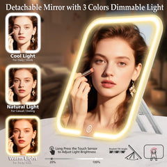 Junyaoxuan removable LED mirror close-up showing adjustable lighting