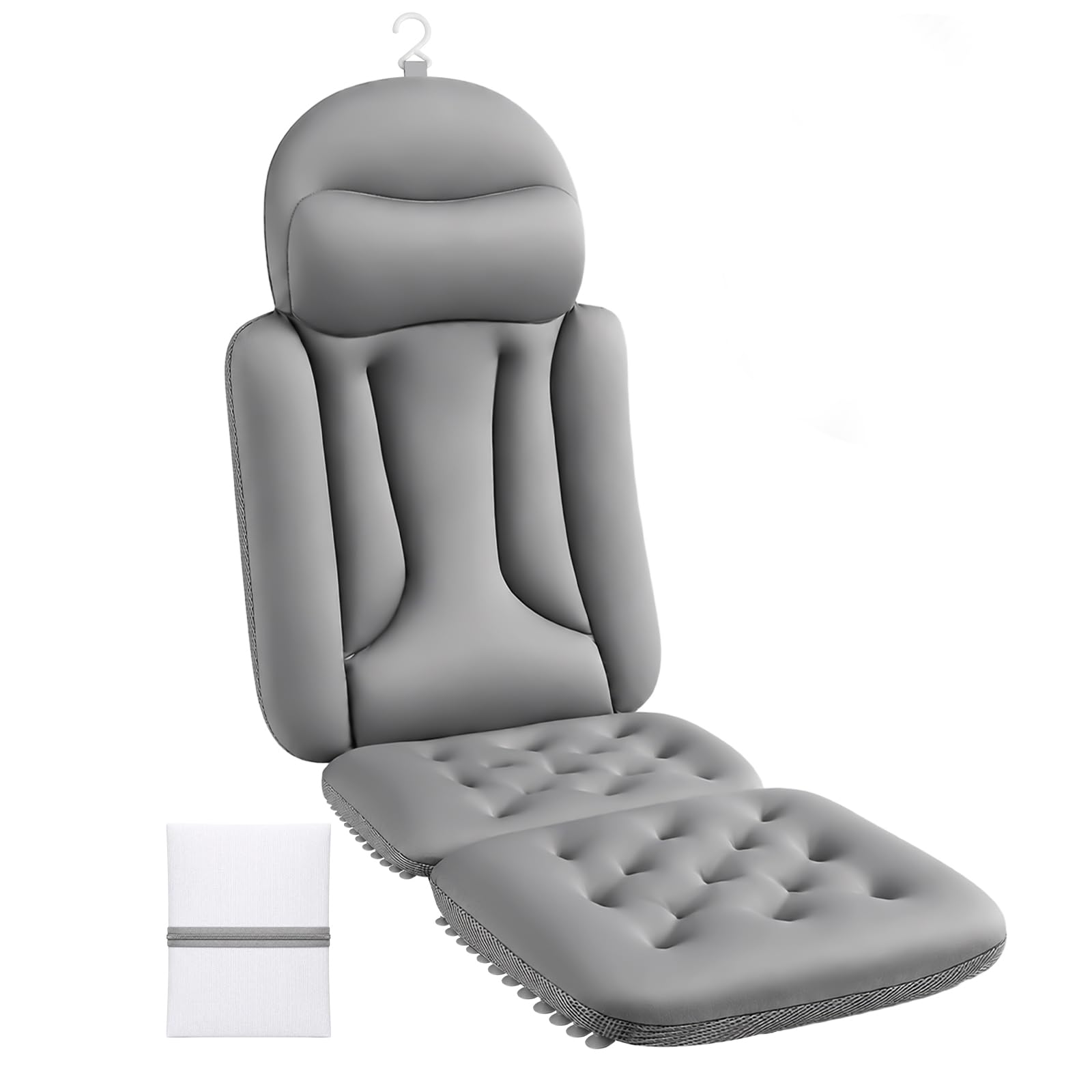 JUOIFIP front view of full body bath pillow showing size and ergonomic shape for comfort