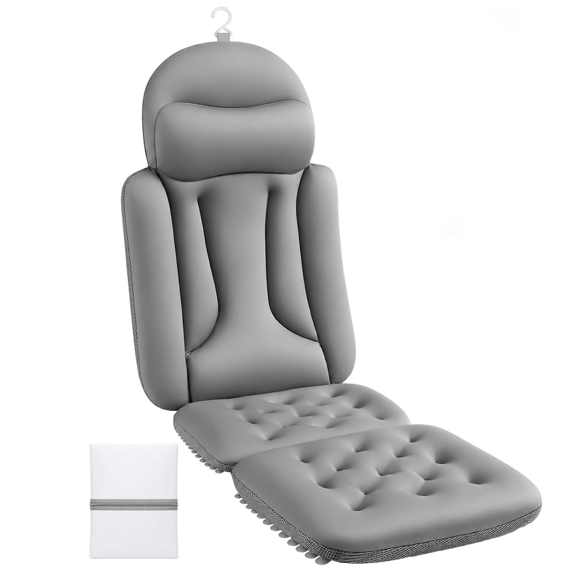 JUOIFIP front view of full body bath pillow showing size and ergonomic shape for comfort