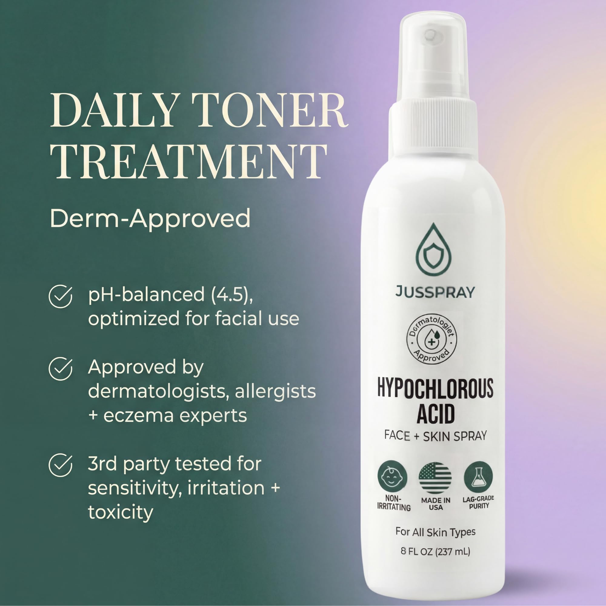 Jusspray used on piercing aftercare showing gentle, non-irritating benefit
