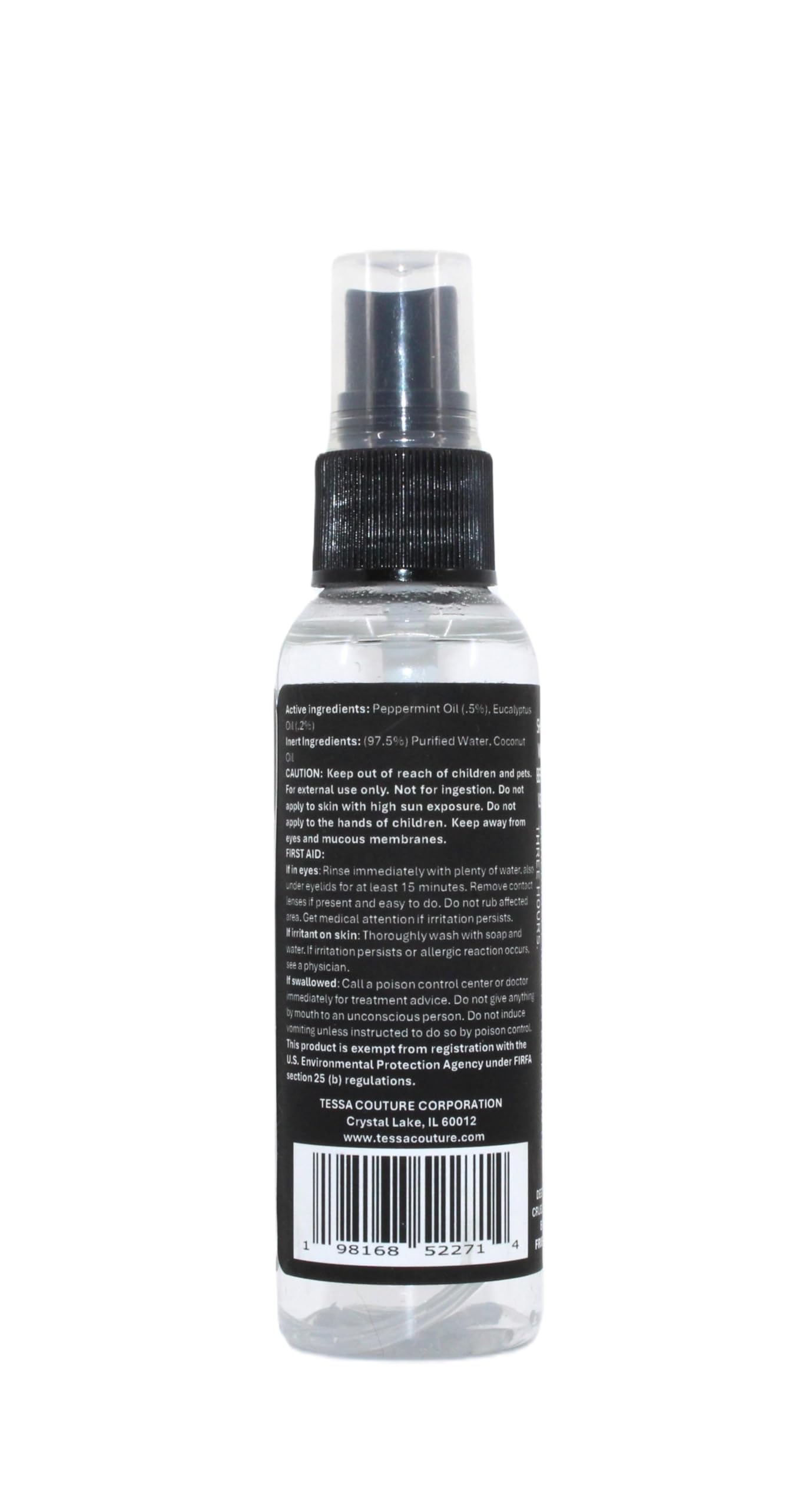 JUST Buzz Off close-up of spray nozzle and bottle texture offering easy application