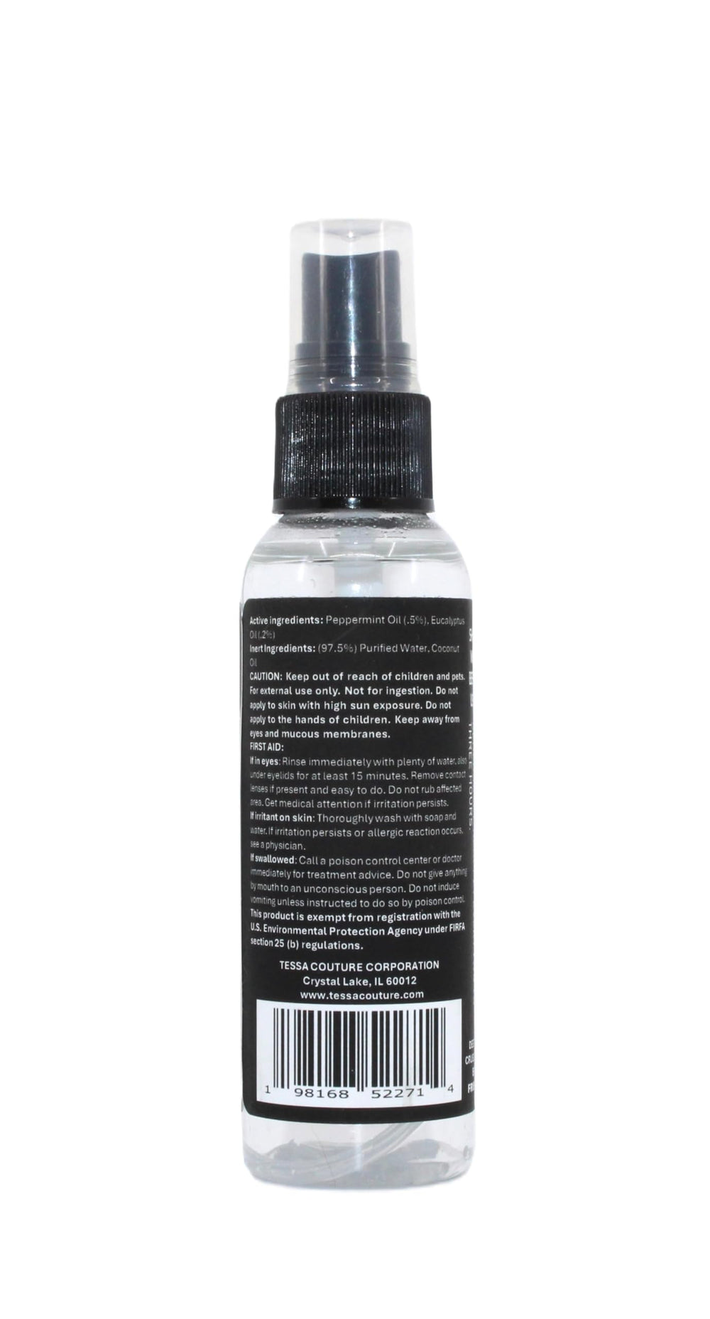 JUST Buzz Off close-up of spray nozzle and bottle texture offering easy application