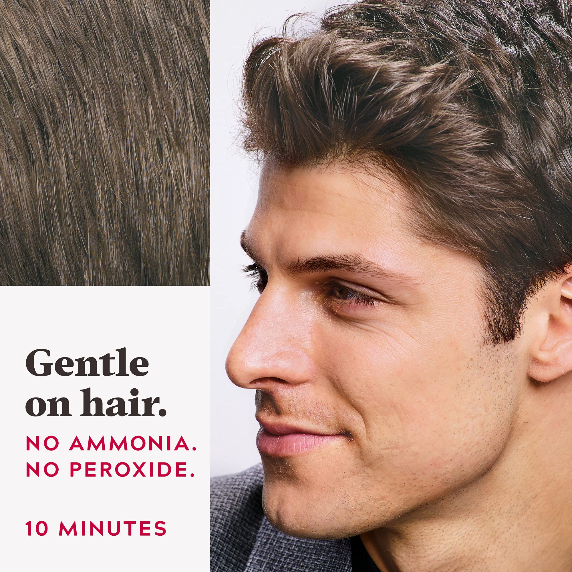 Just For Men application demonstration of combing color into gray area for targeted coverage