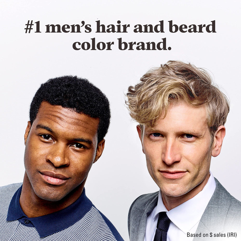Just For Men before and after comparison demonstrating natural-looking gray concealment