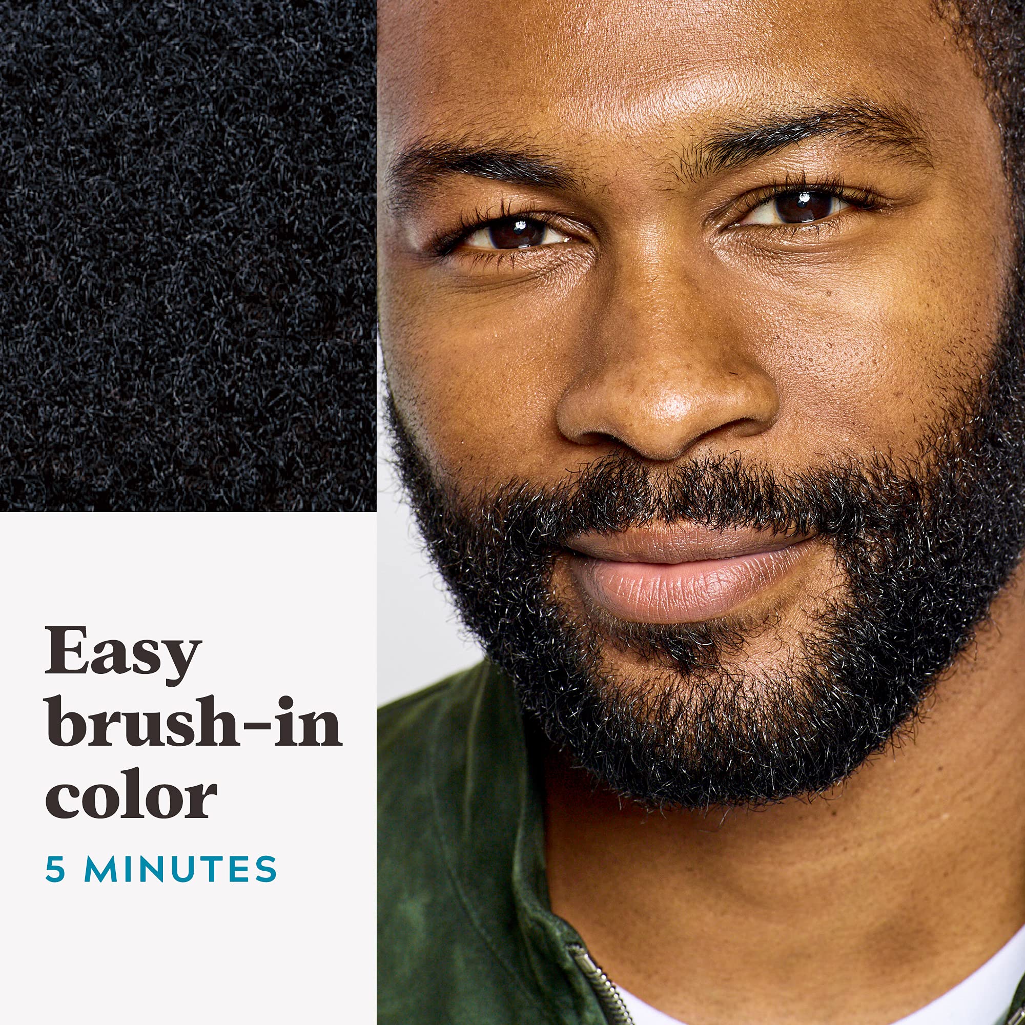 Just For Men before and after beard comparison showing fuller look